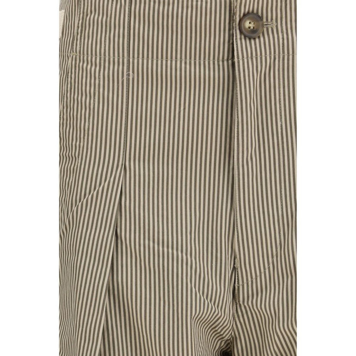 Beige Cotton Casual Pants
