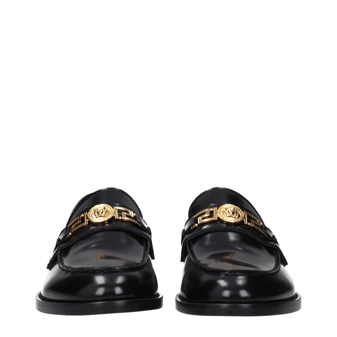 Black Leather Slip-On Loafers