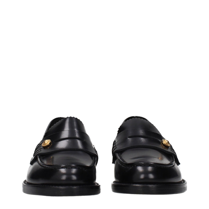 Black Leather Slip-On Loafers