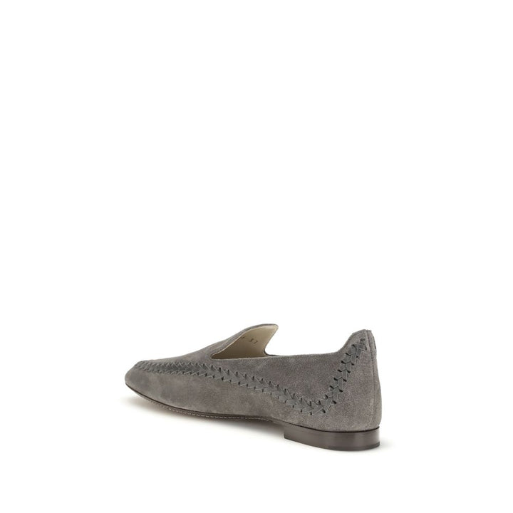 Gray Calf Leather Bos Taurus Slip-On Loafers