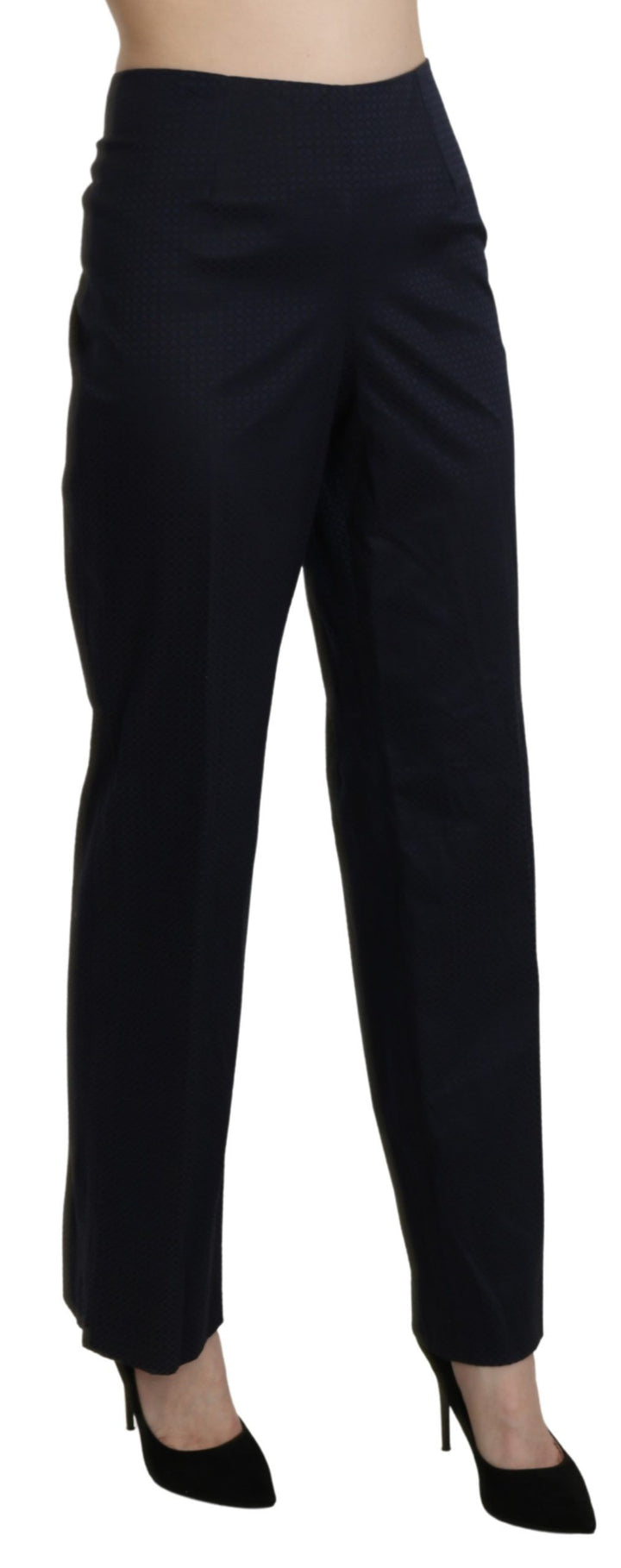 Navy Blue High Waist Straight Dress Trouser Pants