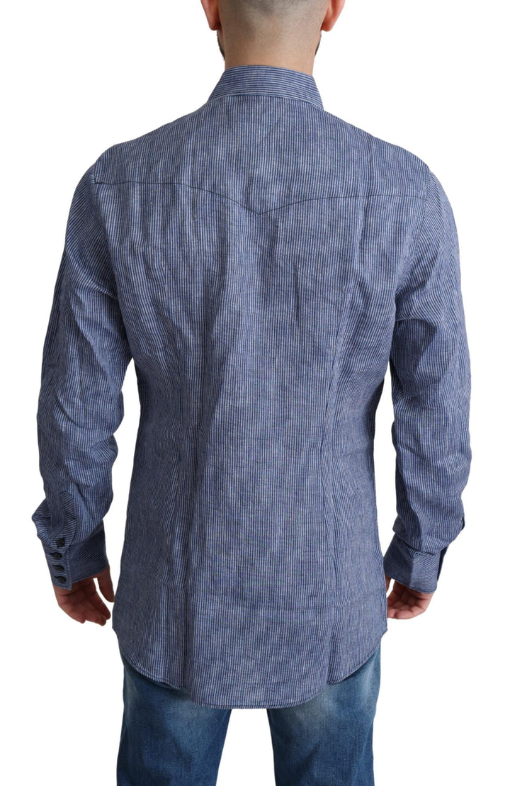 Blue Stripes Men Casual Button Down Shirt