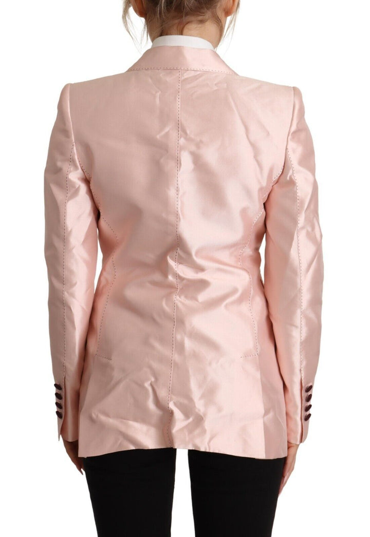 Pink Satin Long Sleeves Blazer Coat Jacket