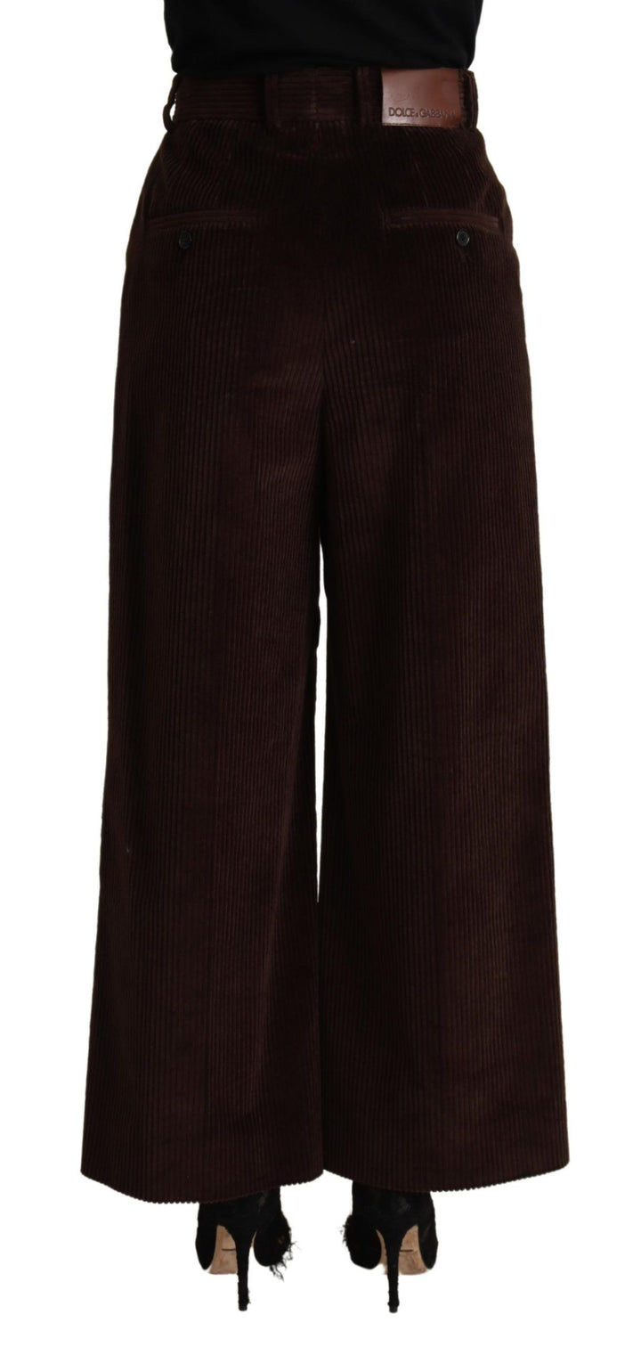 Black Cotton High Waist Trouser Wide Leg Pants