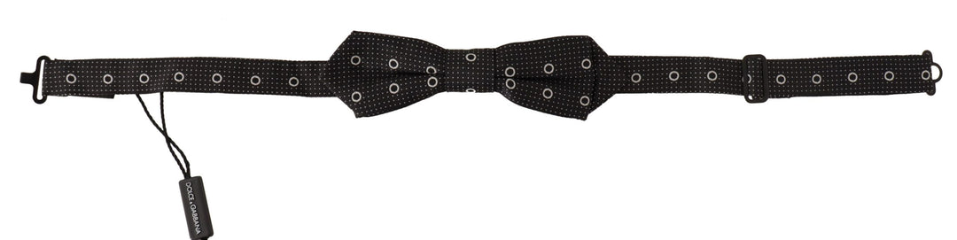 Black White Polka Dot 100% Silk Neck Papillon Tie
