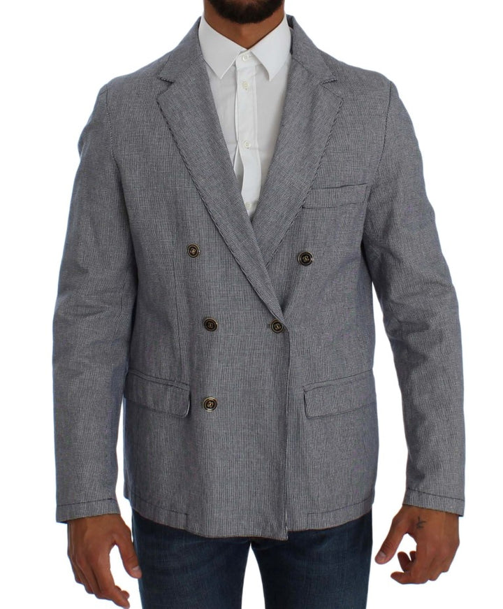 Blue Double Breasted Regular Fit Blazer