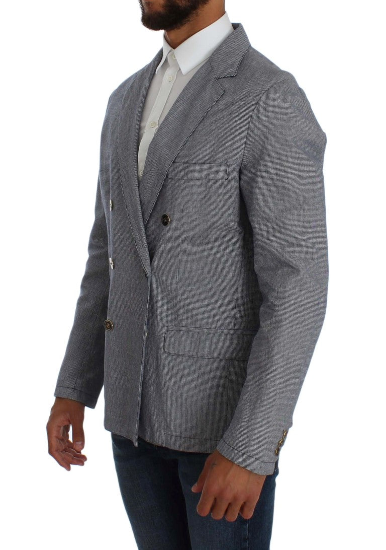 Blue Double Breasted Regular Fit Blazer