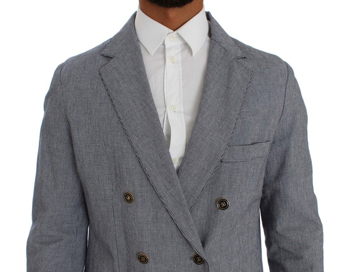 Blue Double Breasted Regular Fit Blazer