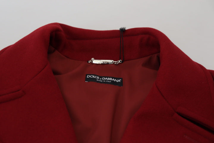 Red Wool Double Breasted Coat Jacket
