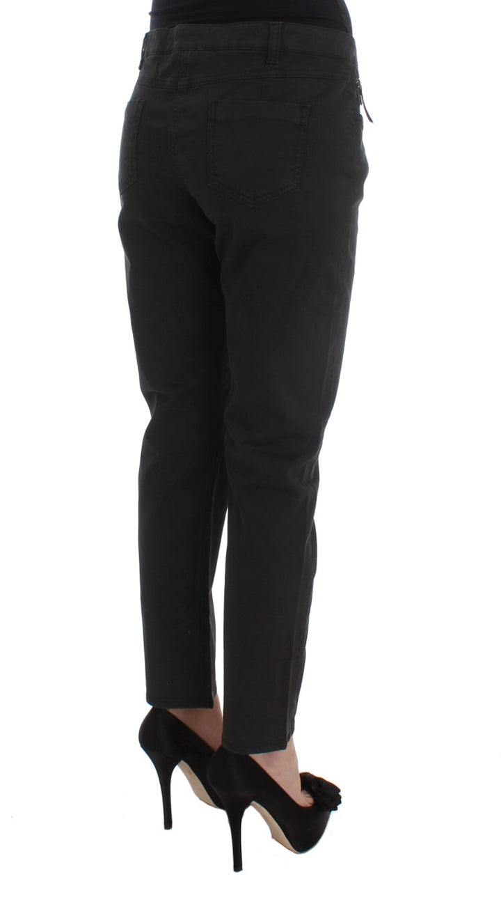Black Cotton Capri Cropped Denim Jeans