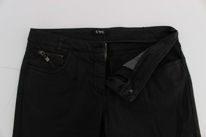 Black Cotton Capri Cropped Denim Jeans