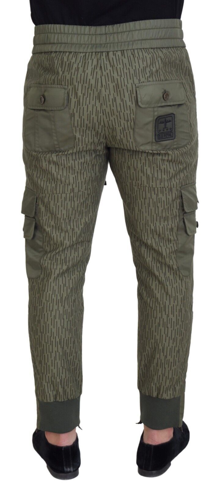 Green Striped Cargo Zipper Leg Men Trouser Pants