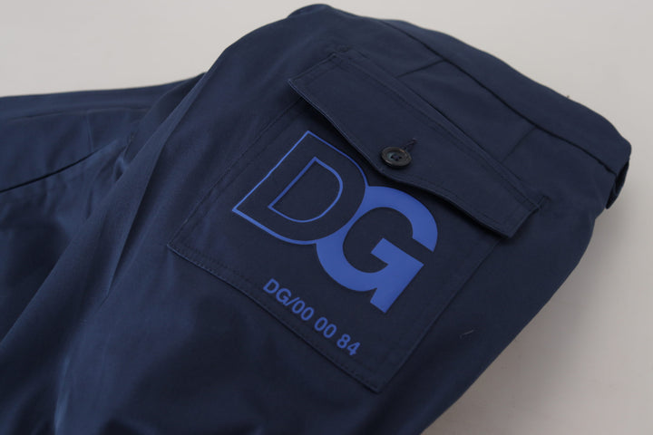 Blue Cotton Men Cropped Pants