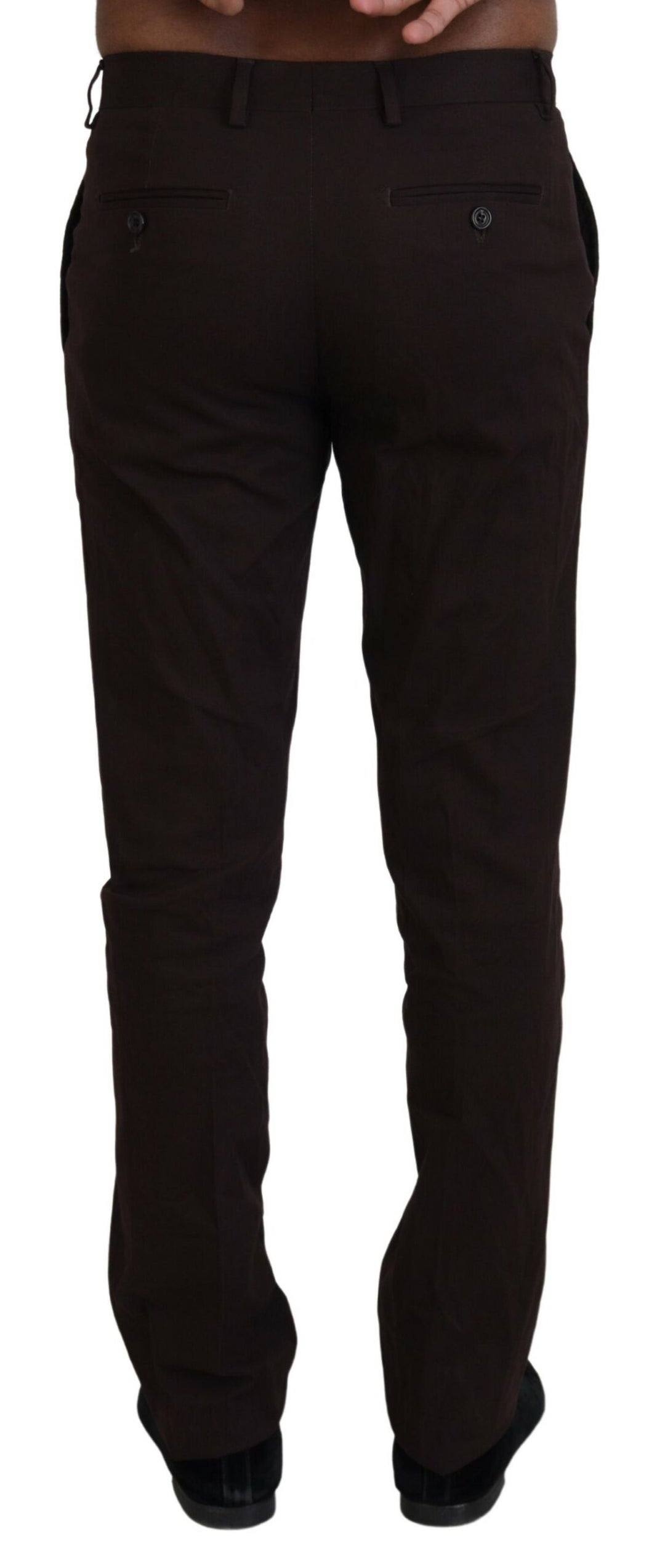 Brown Cotton Tapered Formal Men Pants