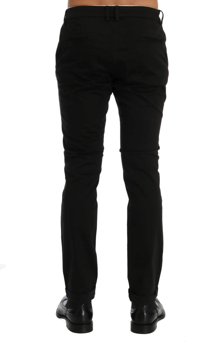 Black Slim Fit Cotton Stretch Pants