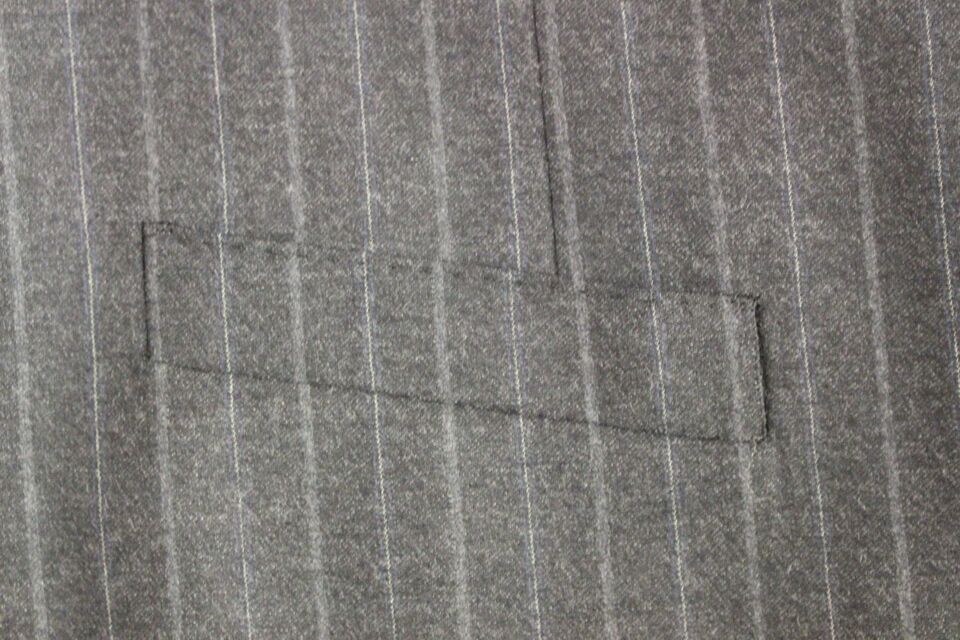 Gray Striped Wool Logo Vest Gilet Weste