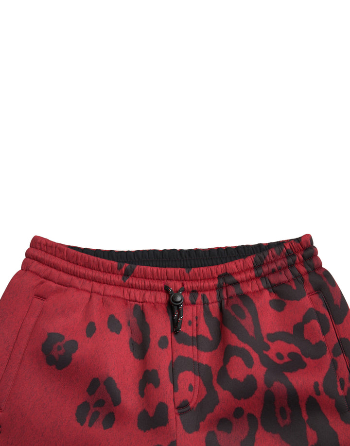 Red Black Leopard Stretch Jogger Pants