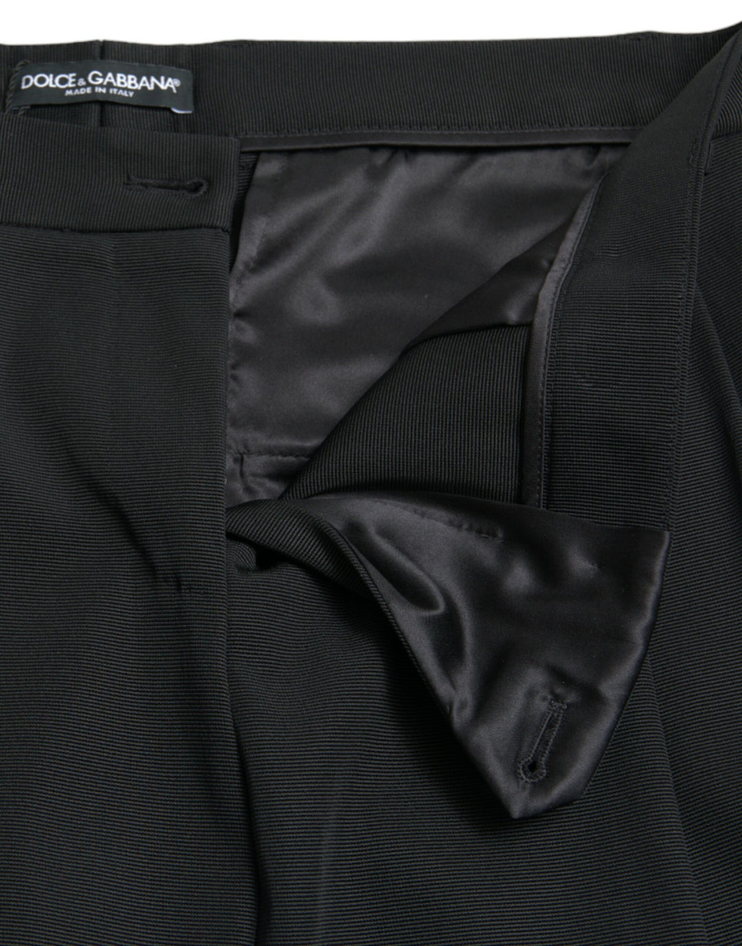 Black Wool High Waist Cropped Tapered Pants