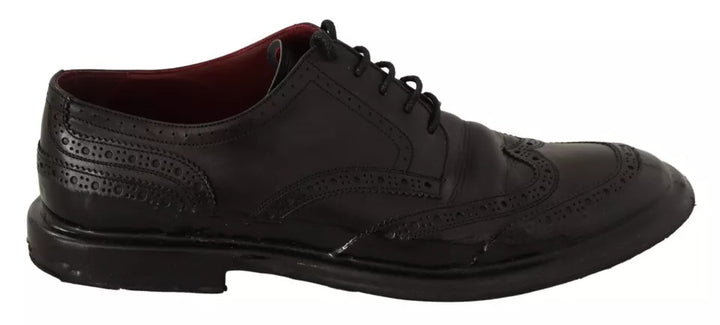 Black Leather Brogue Oxford Dress Shoes