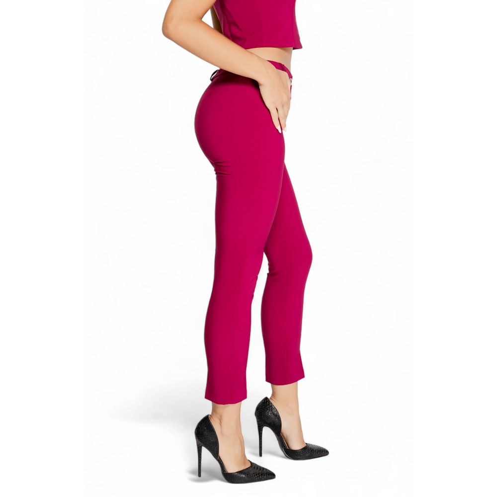Bordeaux Polyester Casual Pants