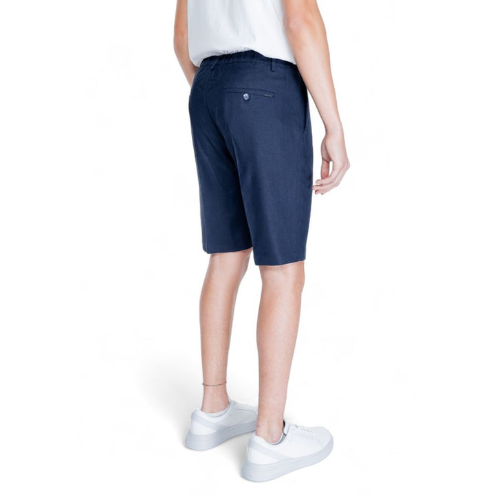 Blue Linen Bermuda Shorts