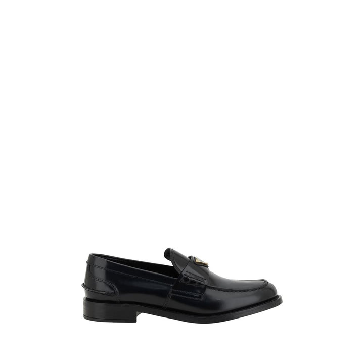 Black Leather Logo Loafers