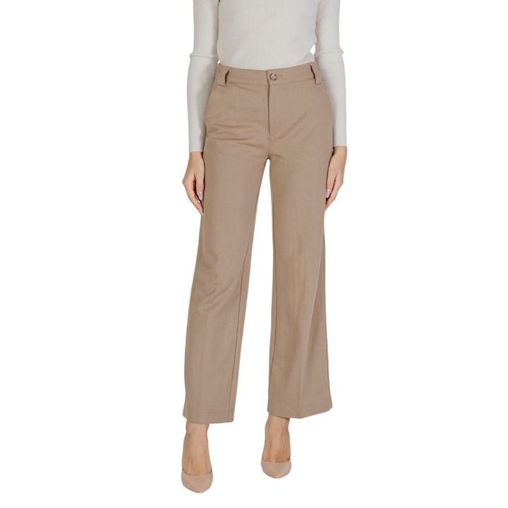 Beige Viscose Dress Pants