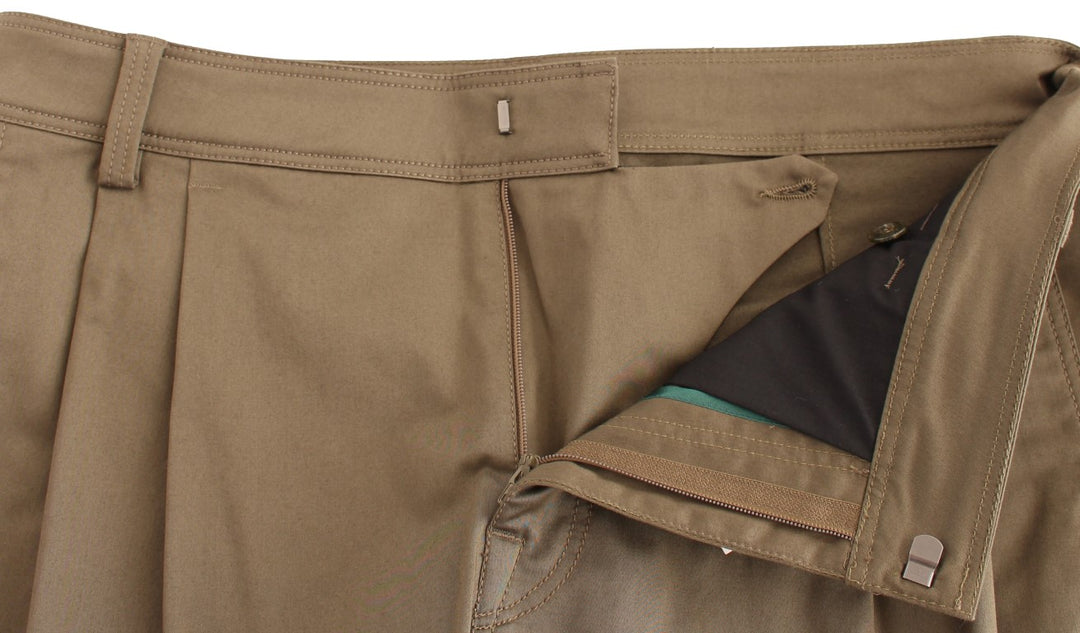 Green Cotton Stretch Comfort Fit Pants