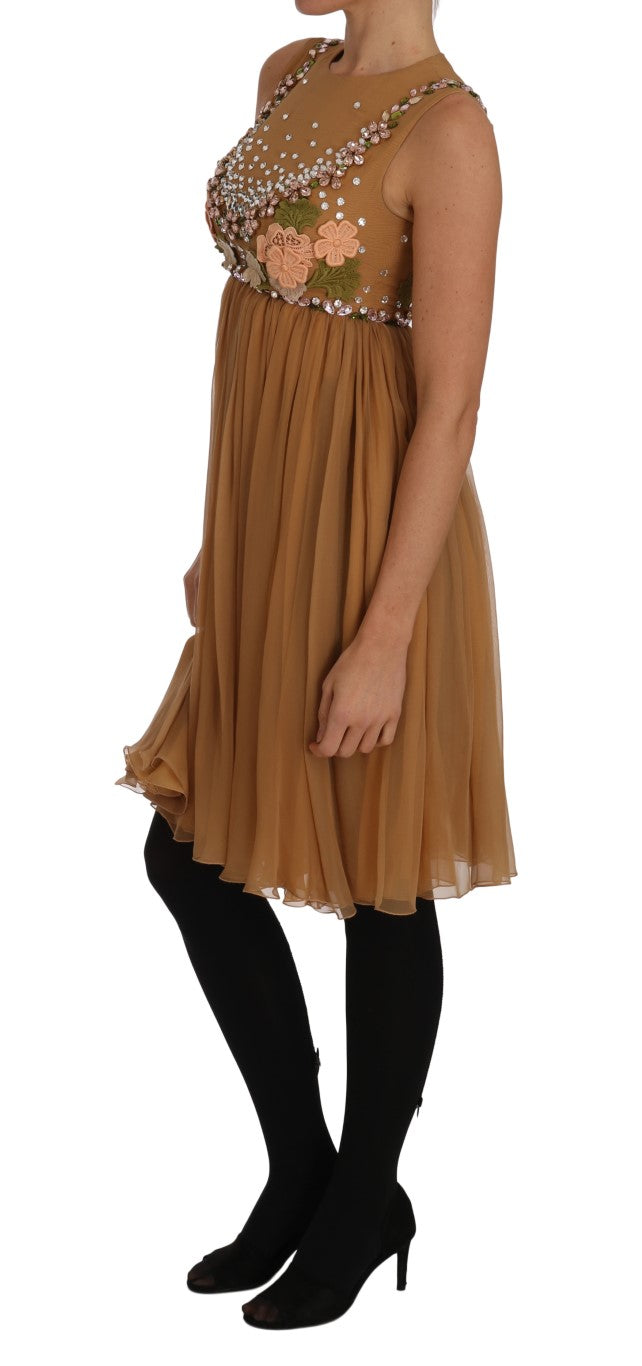 Crystal Silk Gold A-Line Gown Dress