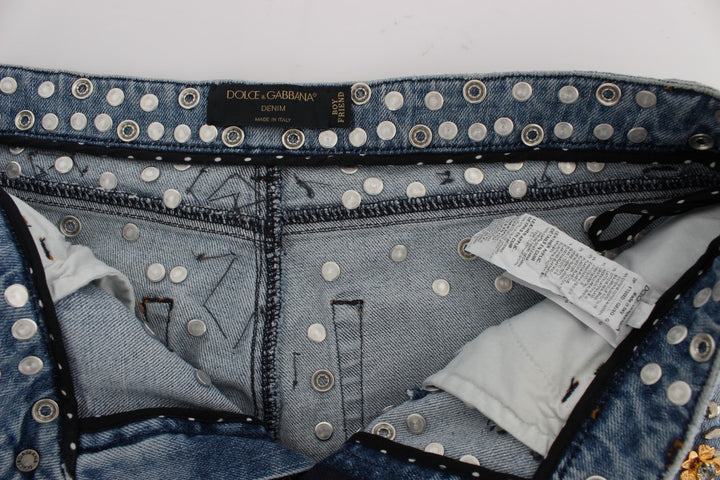 Crystal Roses Heart Embellished Jeans