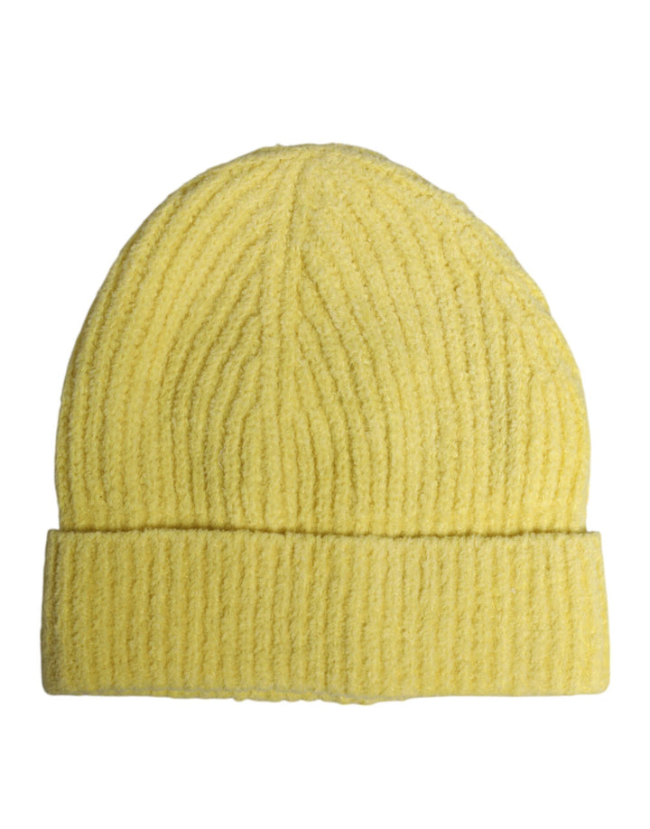 Yellow Cotton Knitted Winter Beanie Hat