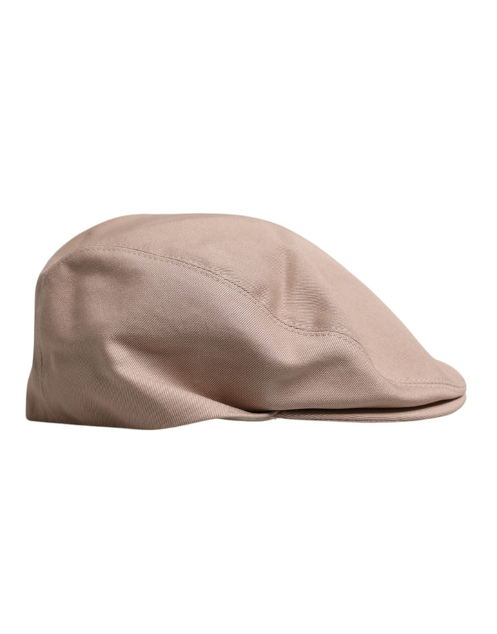 Beige Cotton Newsboy Capello Cabbie Hat