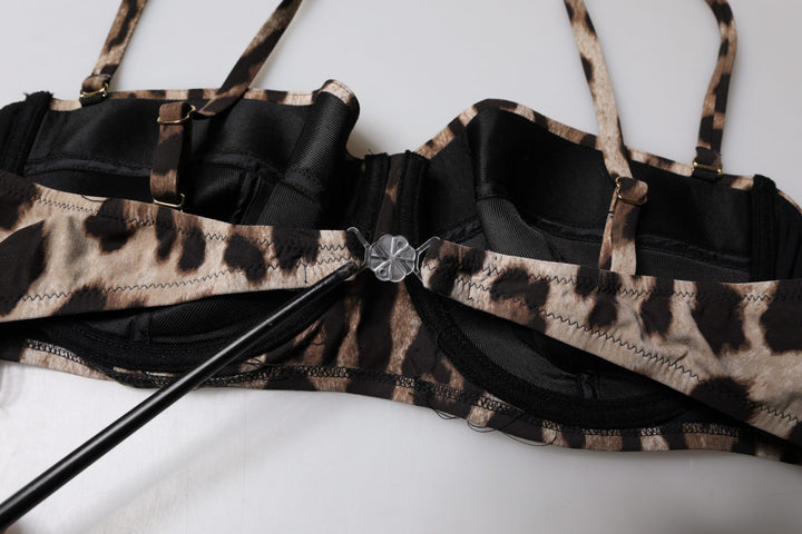 Brown Leopard Nylon Balconcino Bra Underwear
