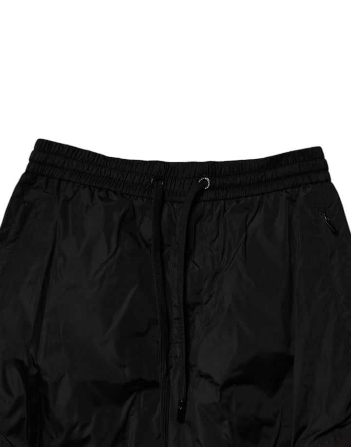 Black Nylon Cargo Jogger Men Sweatpants Pants