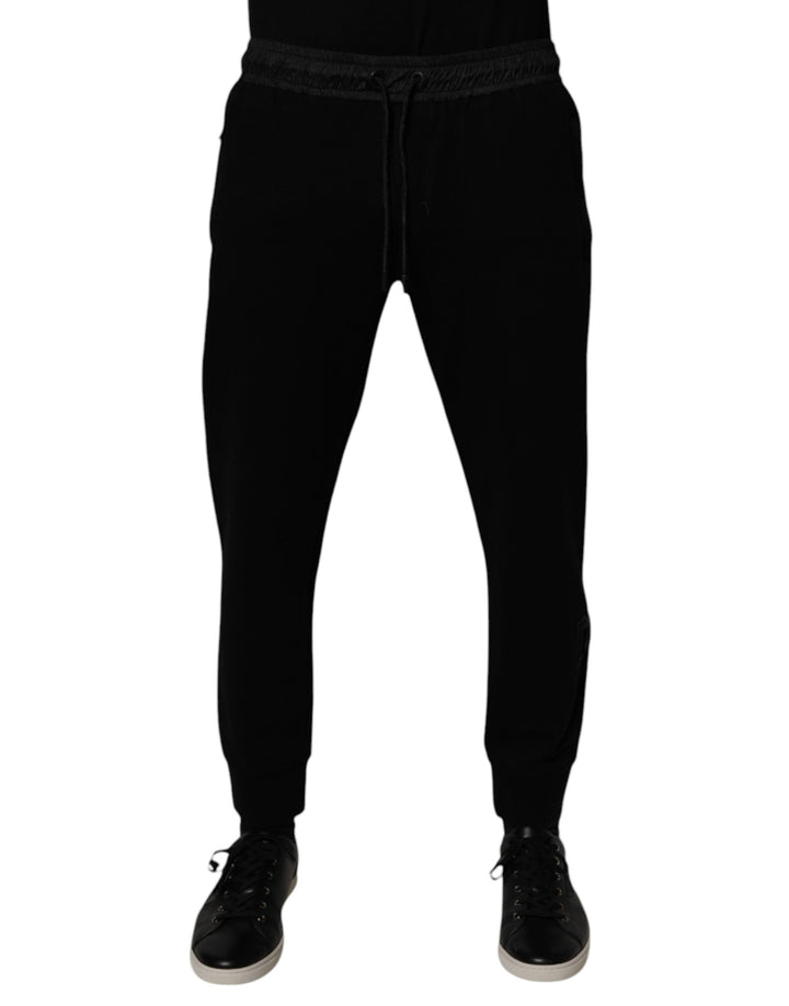 Black Cotton Blend Men Jogger Sweatpants Pants