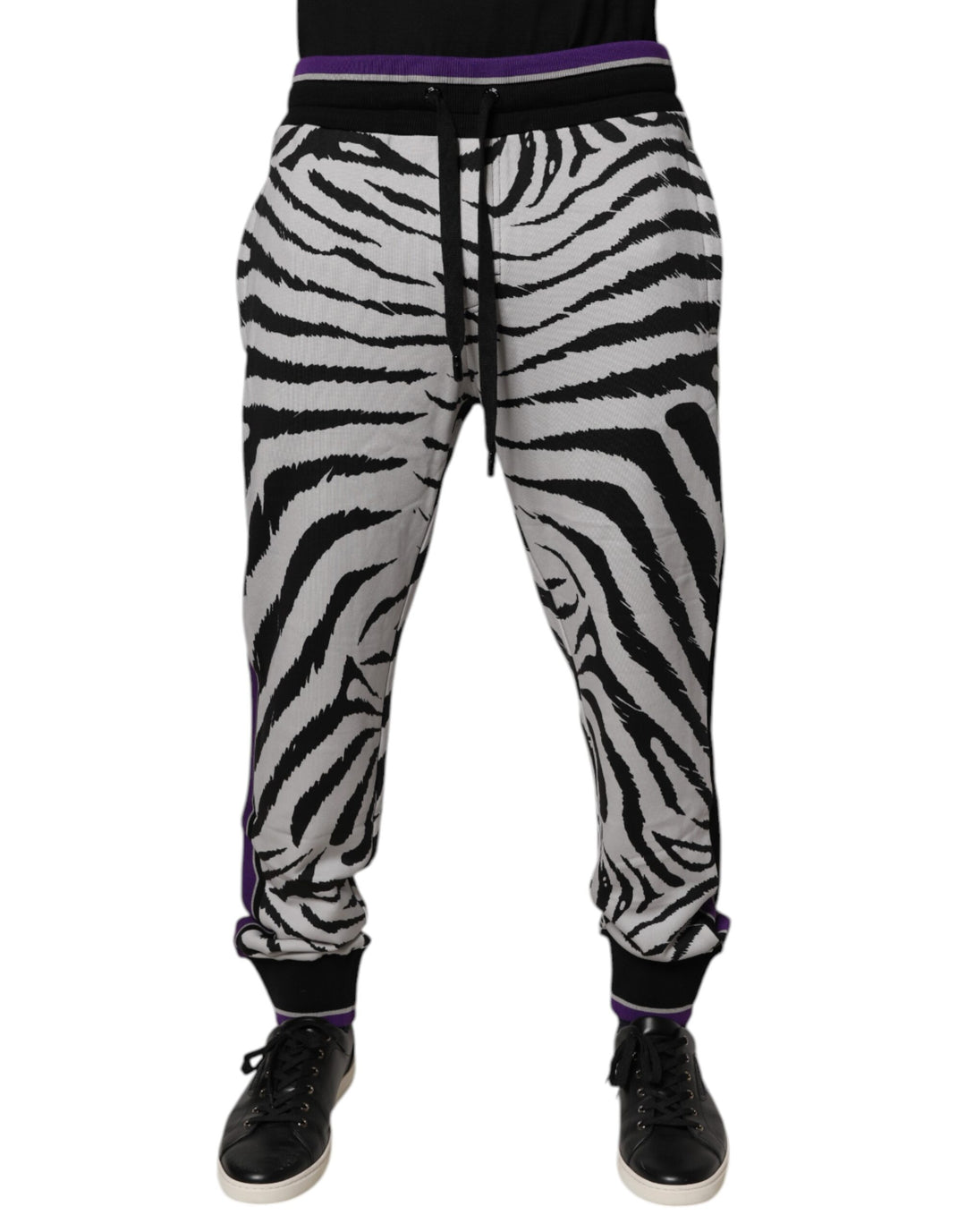 Black White Zebra Men Jogger Sweatpants Pants