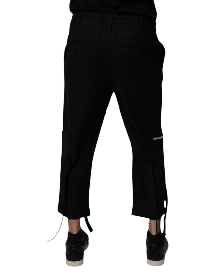 Black Polyester Men Cropped Pants