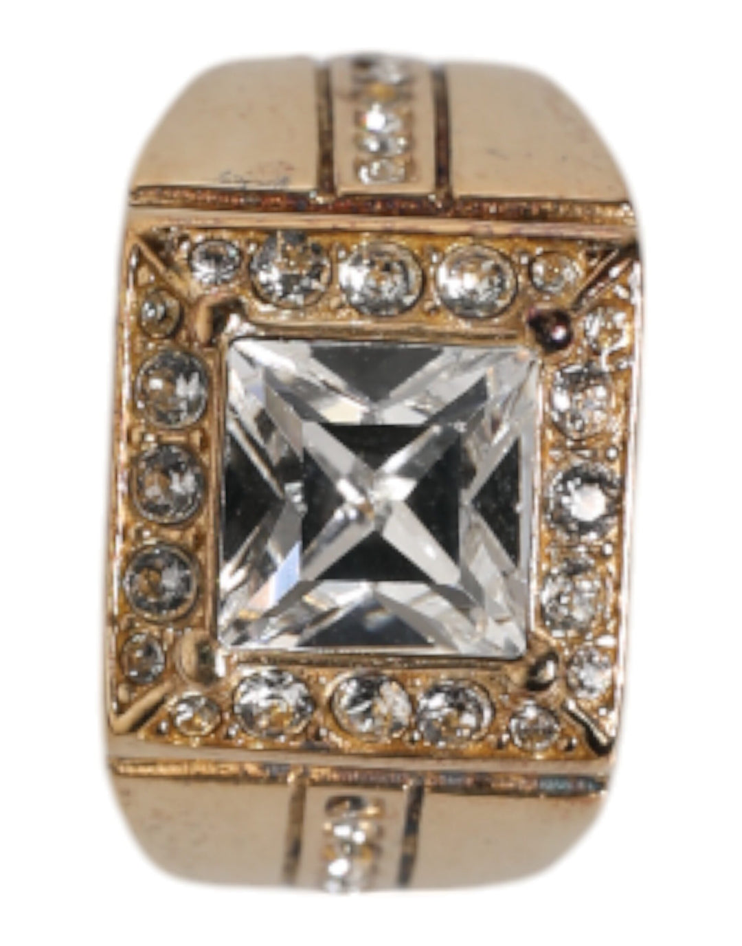 Gold Tone Sterling Silver 925 Crystals Ring