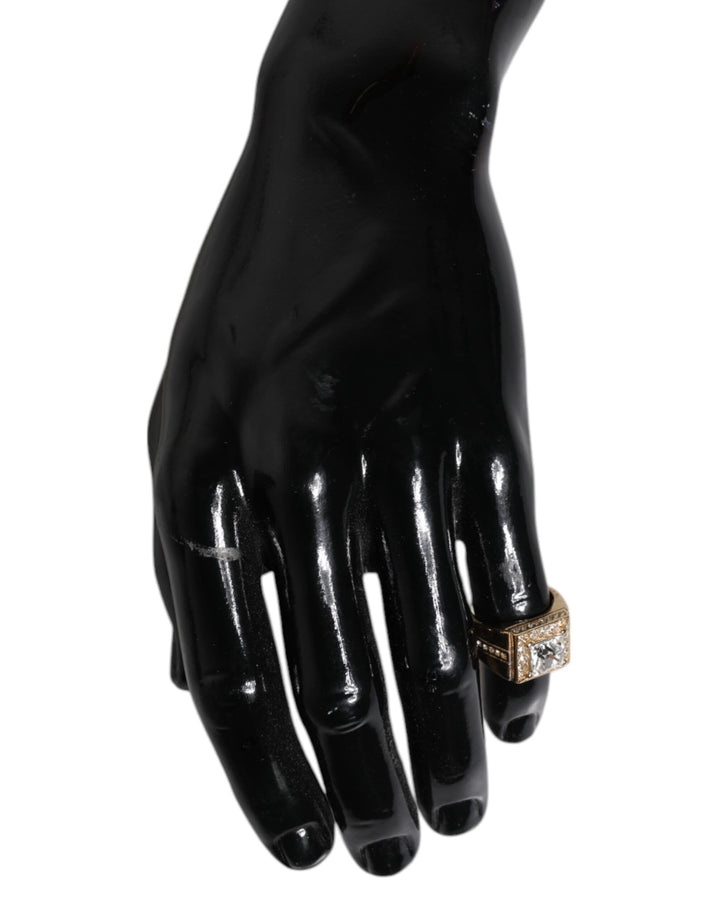 Gold Tone Sterling Silver 925 Crystals Ring