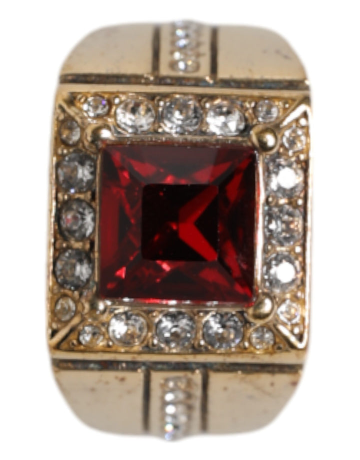 Gold Tone Sterling Silver 925 Crystals Ring