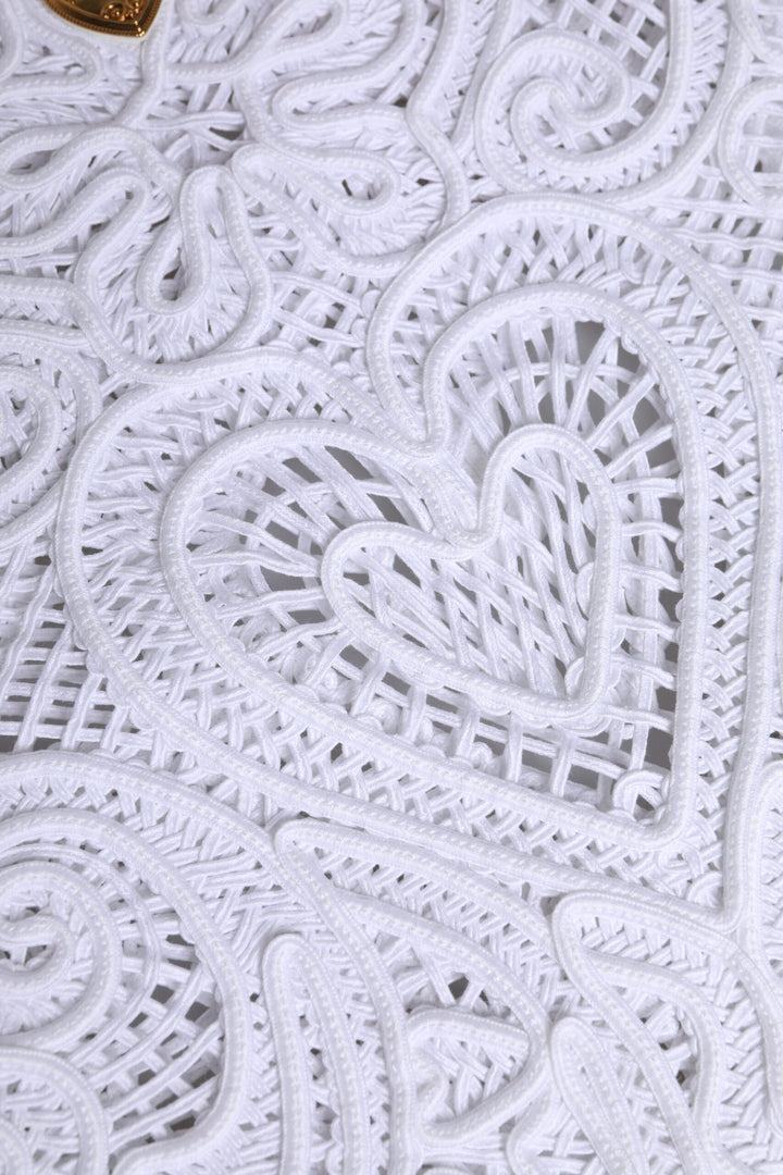 White Cordonetto Lace Beatrice Tote Shopping Bag