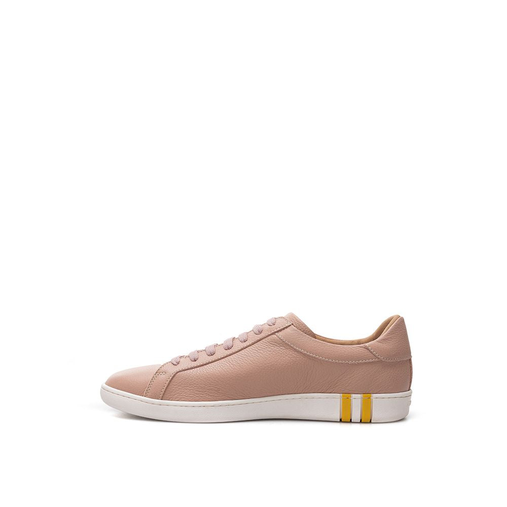Pink Fabric And Leather Low Top Sneakers