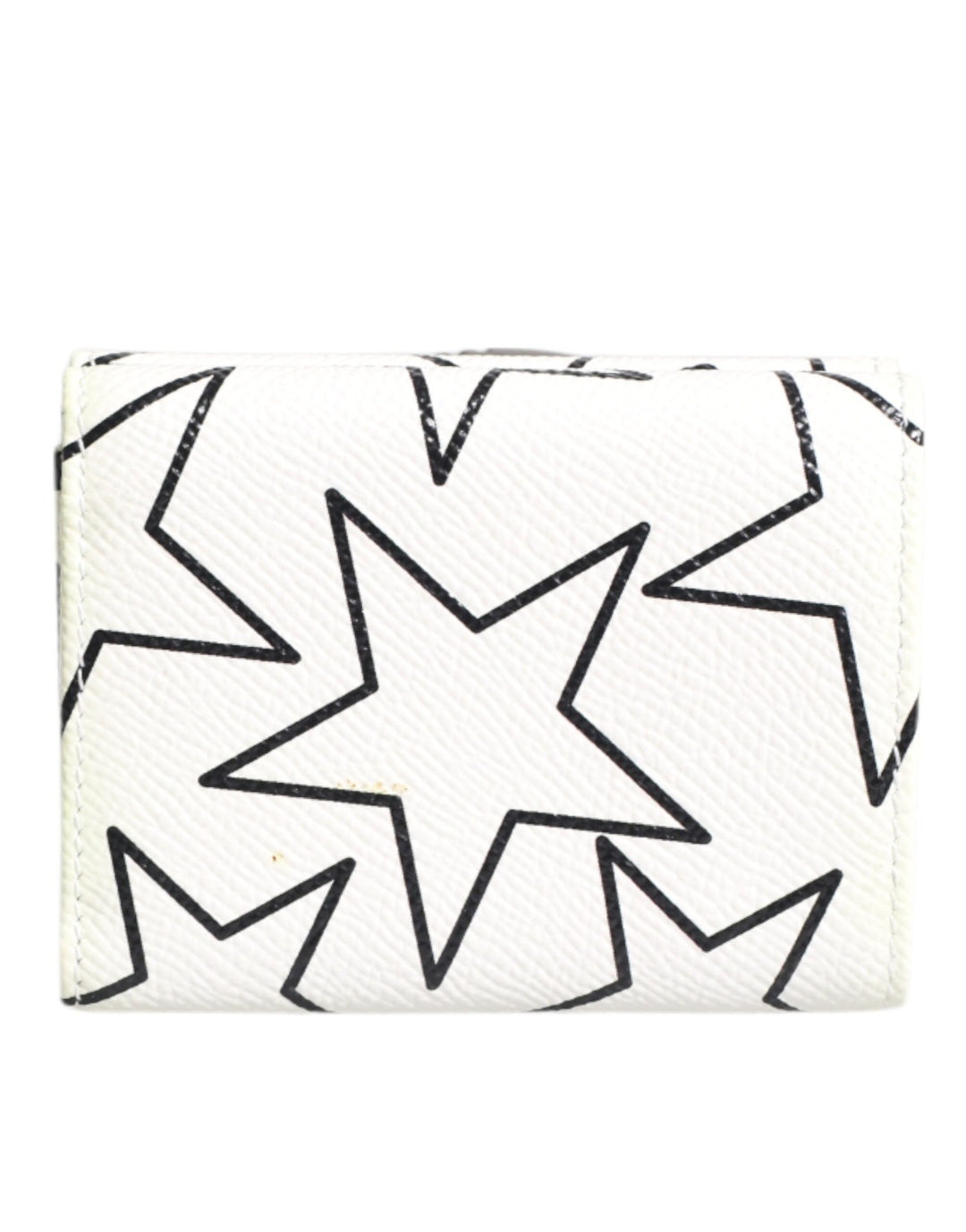 White Leather Trifold DG Star Print Card Holder Wallet