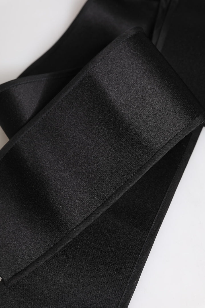 Black Satin Wide Waist Belt
