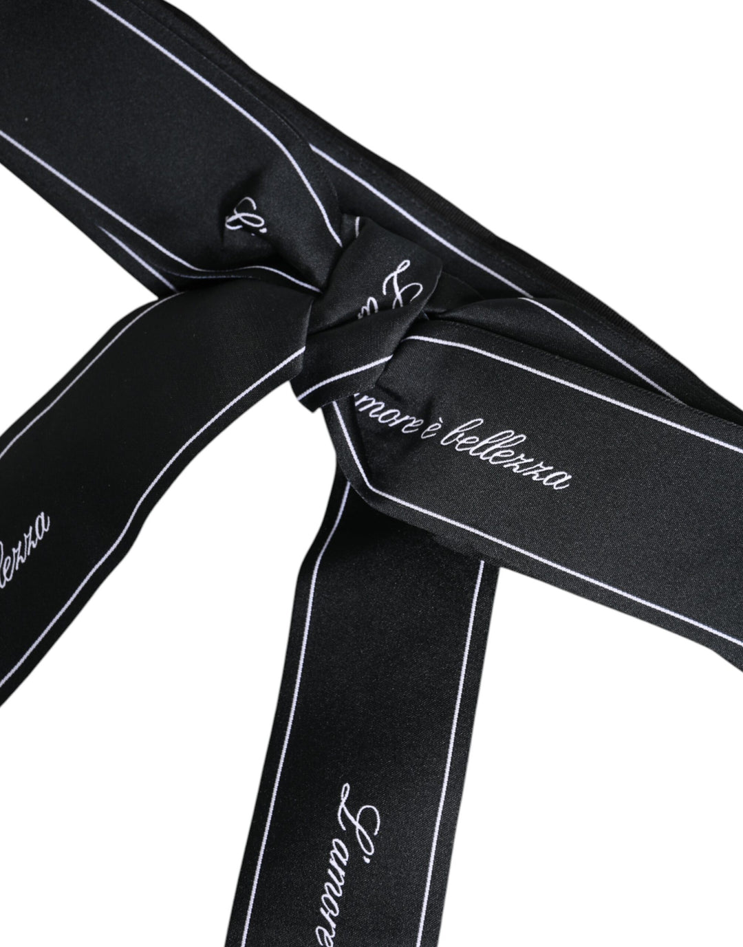 Black Waist Ribbon Wide Bow Logo Belt