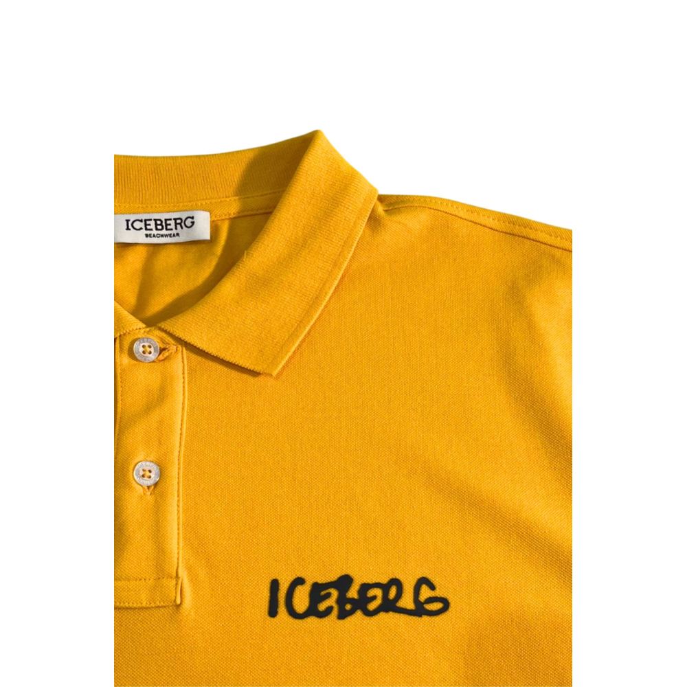 Yellow Cotton Men Polo Shirt