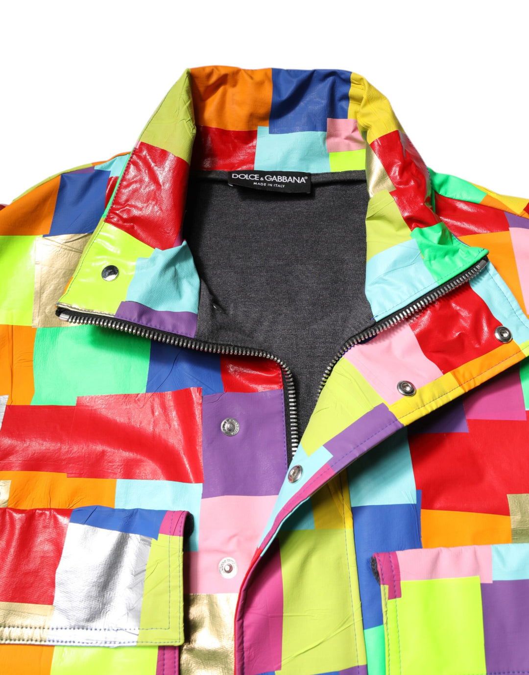 Multicolor Cotton Full Zip Men Biker Jacket