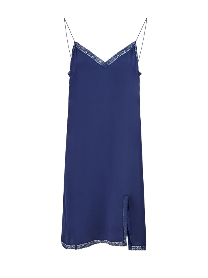 Blu Viscose and Cotton Mid Long Dress