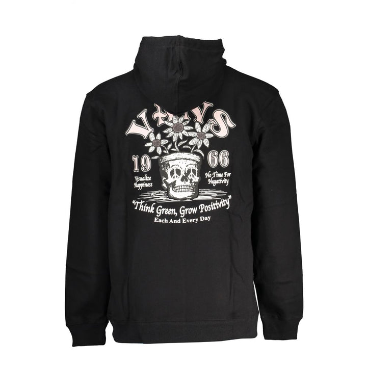 Black Cotton Men's Hooded Sweatshirt