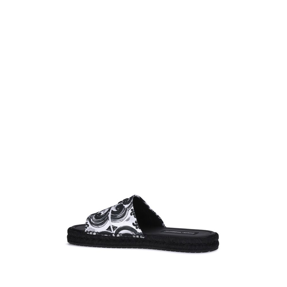 Black Cotton Flat Sandals